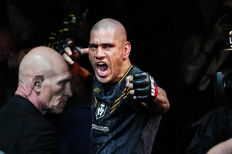 Alex Pereira of Brazil prepares to face Jamahal Hill in the UFC light heavyweight championship fight
