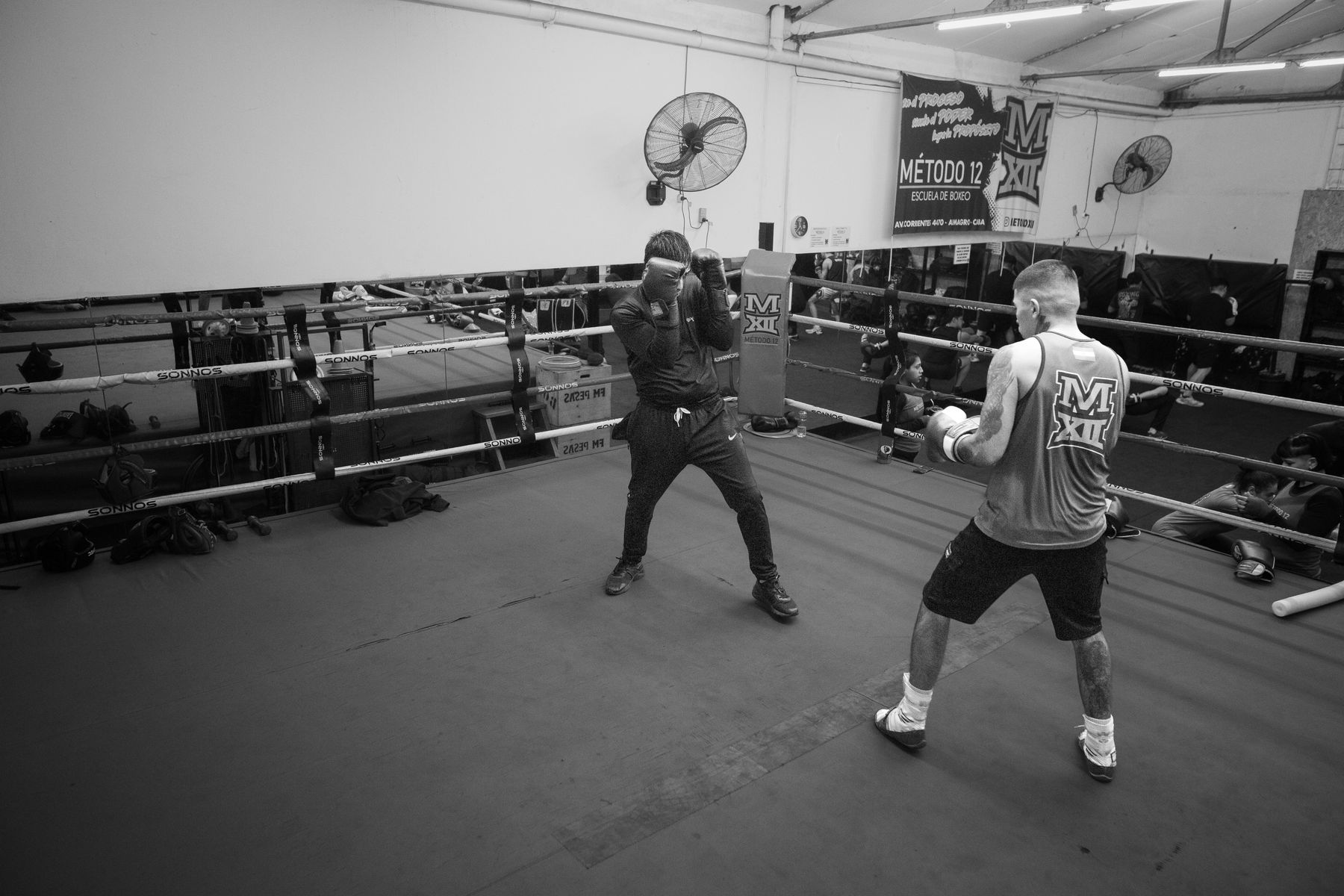 Boxer training in a gym ahead of a heavyweight title fight