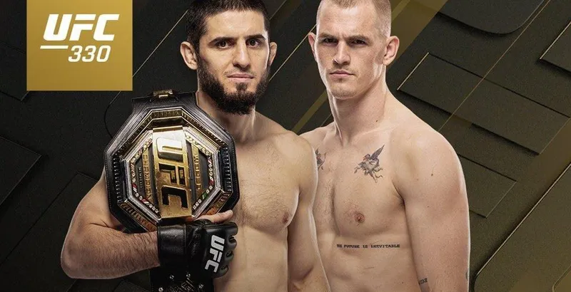 Islam Makhachev controlling Ian Garry on the ground at UFC 330