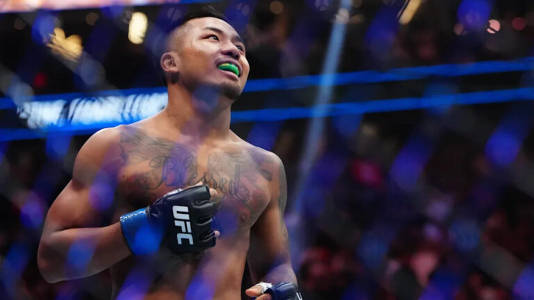 Jun 28, 2025; Las Vegas, Nevada, USA; Joshua Van (blue gloves) prior to the fight against Brandon Ro