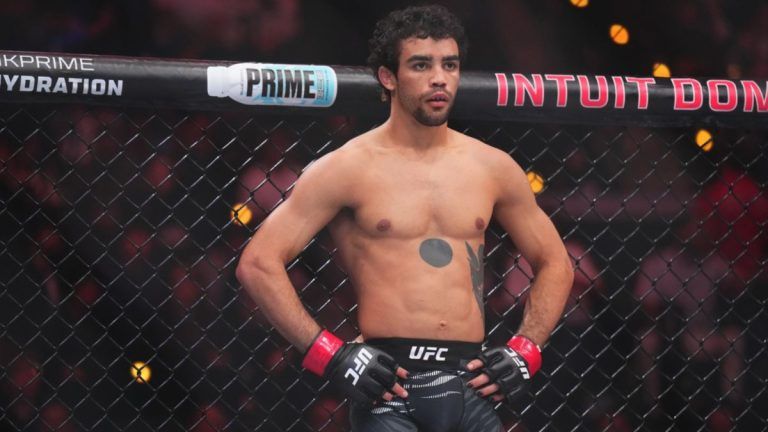 Payton Talbott stands in the octagon ahead of his UFC 332 bantamweight co-main event